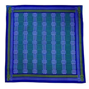 Vintage 1980s Blue Green White Plaid Square Scarf 26" Polyester Preppy Retro